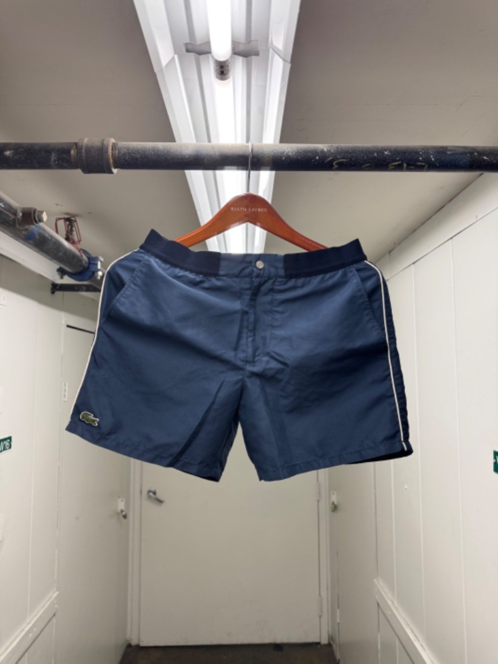 Lacoste Navy Blue Swim Trunks 5 Inch Beach and Pool Shorts